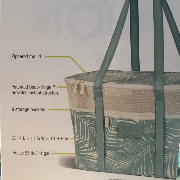 Brand New Aloha Collection Collapsable Beach Tote Bag in Seafoam Green - Picture 3 of 3